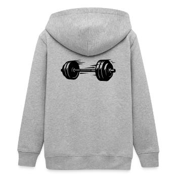 Langhantel Symbol Hanteln - Teenager Organic Kapuzenjacke Mini Cultivator von Stanley/Stella - Grau meliert - Hinten - AI Model Teenager Male light (155cm)