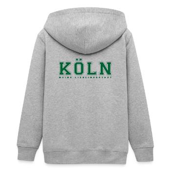 Köln university Neon Grün - Teenager Organic Kapuzenjacke Mini Cultivator von Stanley/Stella - Grau meliert - Hinten - AI Model Teenager Male light (155cm)