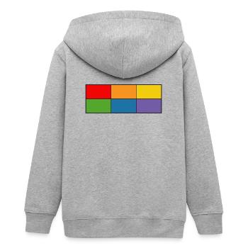 LGBT_Regenbogen_Farbblock-Raster  - Teenager Organic Kapuzenjacke Mini Cultivator von Stanley/Stella - Grau meliert - Hinten - AI Model Teenager Male light (155cm)
