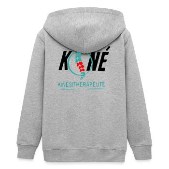 Physiotherapeut - Teenager Organic Kapuzenjacke Mini Cultivator von Stanley/Stella - Grau meliert - Hinten - AI Model Teenager Male light (155cm)