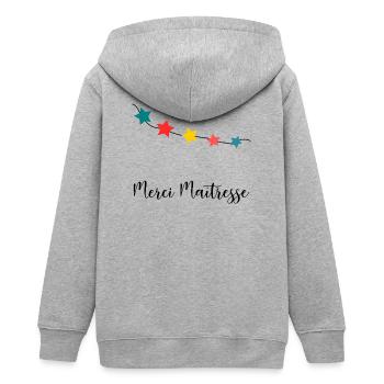 GELIEBTE. VIELEN DANK. DANKE HERRIN - Teenager Organic Kapuzenjacke Mini Cultivator von Stanley/Stella - Grau meliert - Hinten - AI Model Teenager Male light (155cm)