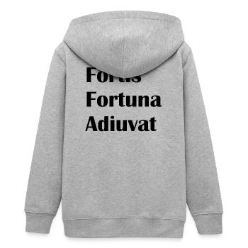 Fortis Fortuna Adiuvat - Teenager Organic Kapuzenjacke Mini Cultivator von Stanley/Stella - Grau meliert - Hinten - AI Model Teenager Male light (155cm)