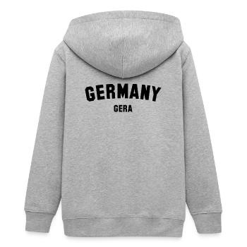GERA - Teenager Organic Kapuzenjacke Mini Cultivator von Stanley/Stella - Grau meliert - Hinten - AI Model Teenager Male light (155cm)