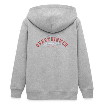 OVERTHINKER - Teens Organic Zip-up Hoodie by Stanley/Stella - heather grey - Back - AI Model Teenager Male light (155cm)