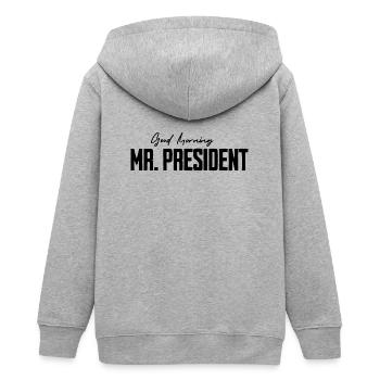 Guten Morgen Mr. President Witzige Geschenke Mann - Teenager Organic Kapuzenjacke Mini Cultivator von Stanley/Stella - Grau meliert - Hinten - AI Model Teenager Male light (155cm)