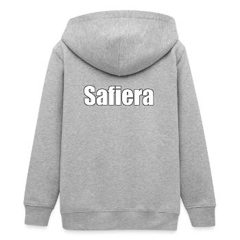 Safiera - (menschlicher Name) - Teenager Organic Kapuzenjacke Mini Cultivator von Stanley/Stella - Grau meliert - Hinten - AI Model Teenager Male light (155cm)