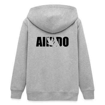 Classical Aikido Design – Calm & Strength - Teens Organic Zip-up Hoodie by Stanley/Stella - heather grey - Back - AI Model Teenager Male light (155cm)