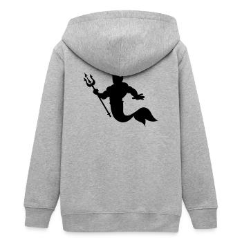 Triton King underwater king Neptunes - Teens Organic Zip-up Hoodie by Stanley/Stella - heather grey - Back - AI Model Teenager Male light (155cm)