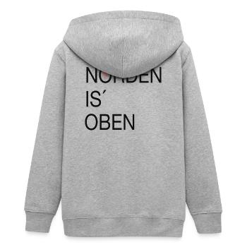 Norden is oben - Teenager Organic Kapuzenjacke Mini Cultivator von Stanley/Stella - Grau meliert - Hinten - AI Model Teenager Male light (155cm)
