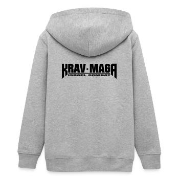 KravMaga Israel Combat Colors Changeable - Teens Organic Zip-up Hoodie by Stanley/Stella - heather grey - Back - AI Model Teenager Male light (155cm)