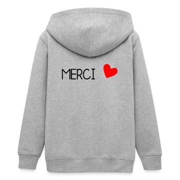 GELIEBTE. VIELEN DANK. DANKE HERRIN - Teenager Organic Kapuzenjacke Mini Cultivator von Stanley/Stella - Grau meliert - Hinten - AI Model Teenager Male light (155cm)