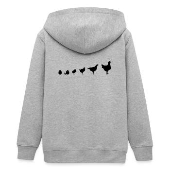 Instantané Famille de poussins, Poulet, Évolution, - Veste à capuche ado bio Stanley/Stella - gris chiné - Dos - AI Model Teenager Male light (155cm)