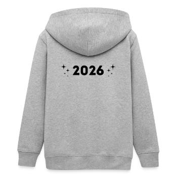 2026 - Jahr - Linie - Jahreswechsel - Teenager Organic Kapuzenjacke Mini Cultivator von Stanley/Stella - Grau meliert - Hinten - AI Model Teenager Male light (155cm)