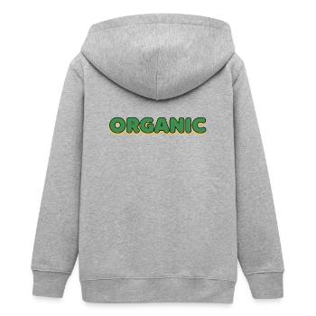 Logo de police organique vert jaune - Veste à capuche ado bio Stanley/Stella - gris chiné - Dos - AI Model Teenager Male light (155cm)