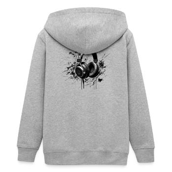 Der fleischgewordene Klang - Teenager Organic Kapuzenjacke Mini Cultivator von Stanley/Stella - Grau meliert - Hinten - AI Model Teenager Male light (155cm)
