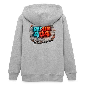 Error 404 Street Art - Teens Organic Zip-up Hoodie by Stanley/Stella - heather grey - Back - AI Model Teenager Male light (155cm)
