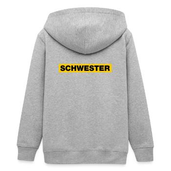 Schwester - Teenager Organic Kapuzenjacke Mini Cultivator von Stanley/Stella - Grau meliert - Hinten - AI Model Teenager Male light (155cm)