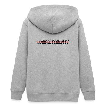 VÖLLIG VERRÜCKT! - unkonventioneller grafischer Humor - Teenager Organic Kapuzenjacke Mini Cultivator von Stanley/Stella - Grau meliert - Hinten - AI Model Teenager Male light (155cm)