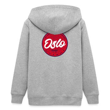 Cercle du logo de la ville vintage d’Oslo - Veste à capuche ado bio Stanley/Stella - gris chiné - Dos - AI Model Teenager Male light (155cm)