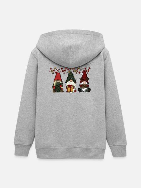 Wichtel Weihnachten - Teenager Organic Kapuzenjacke Mini Cultivator von Stanley/Stella - Grau meliert