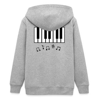 Klaviertasten_und_Notenzeichen - Teenager Organic Kapuzenjacke Mini Cultivator von Stanley/Stella - Grau meliert - Hinten - AI Model Teenager Male light (155cm)