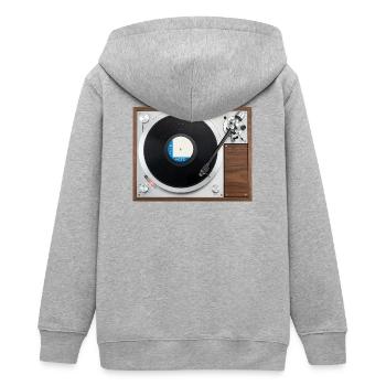 Plattenspieler Grammophon Vinyl-Schallplattenspiel - Teenager Organic Kapuzenjacke Mini Cultivator von Stanley/Stella - Grau meliert - Hinten - AI Model Teenager Male light (155cm)