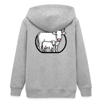 Cow with Calf – Minimalist Farm Art - Teens Organic Zip-up Hoodie by Stanley/Stella - heather grey - Back - AI Model Teenager Male light (155cm)