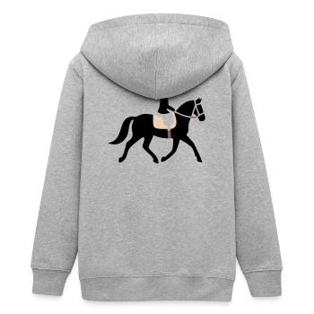 Reiter Pferd Silhouette Logo - Teenager Organic Kapuzenjacke Mini Cultivator von Stanley/Stella - Grau meliert - Hinten - AI Model Teenager Male light (155cm)