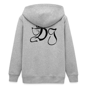DJ- Discjockey- Monogramm mit Krone - Teenager Organic Kapuzenjacke Mini Cultivator von Stanley/Stella - Grau meliert - Hinten - AI Model Teenager Male light (155cm)