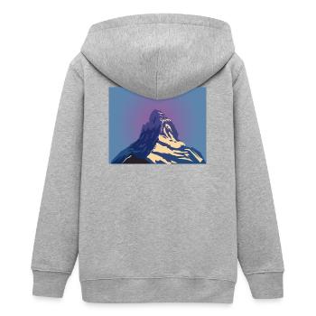 Matterhorn Swiss Mountain - Teenager Organic Kapuzenjacke Mini Cultivator von Stanley/Stella - Grau meliert - Hinten - AI Model Teenager Male light (155cm)