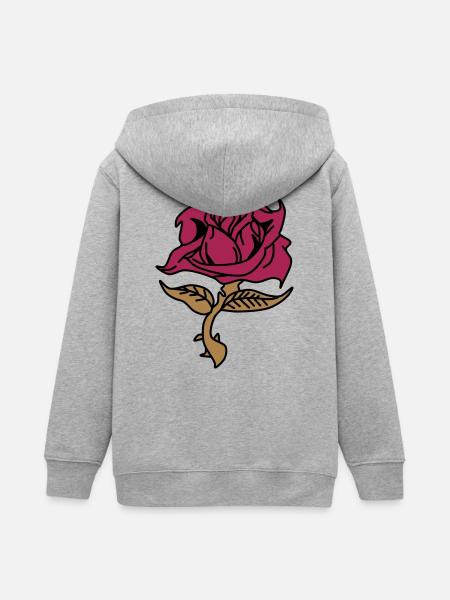 Rose (Blume) - Teenager Organic Kapuzenjacke Mini Cultivator von Stanley/Stella - Grau meliert