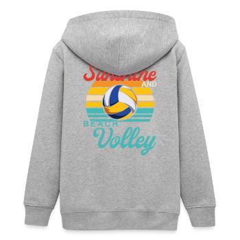 Design Beachvolleyball - Teenager Organic Kapuzenjacke Mini Cultivator von Stanley/Stella - Grau meliert - Hinten - AI Model Teenager Male light (155cm)