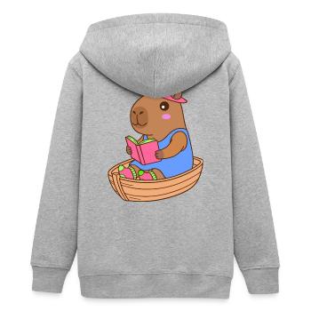 Lesen über Capybara im Ruderboot - Sommerdesign - Teenager Organic Kapuzenjacke Mini Cultivator von Stanley/Stella - Grau meliert - Hinten - AI Model Teenager Male light (155cm)