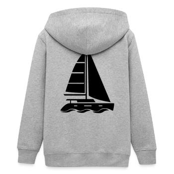 Katamaran - Teenager Organic Kapuzenjacke Mini Cultivator von Stanley/Stella - Grau meliert - Hinten - AI Model Teenager Male light (155cm)