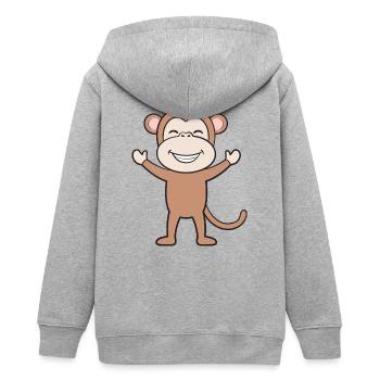 Affe Affen - Teenager Organic Kapuzenjacke Mini Cultivator von Stanley/Stella - Grau meliert - Hinten - AI Model Teenager Male light (155cm)