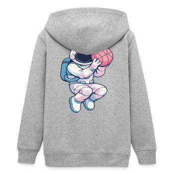 Astro Hoops: Lunar Dunk - Teenager Organic Kapuzenjacke Mini Cultivator von Stanley/Stella - Grau meliert - Hinten - AI Model Teenager Male light (155cm)