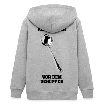 Knie nieder vor dem Schöpfer - Teenager Organic Kapuzenjacke Mini Cultivator von Stanley/Stella - Grau meliert - Hinten - AI Model Teenager Male light (155cm)