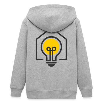 Electrician House Light Bulb Motif - Teens Organic Zip-up Hoodie by Stanley/Stella - heather grey - Back - AI Model Teenager Male light (155cm)