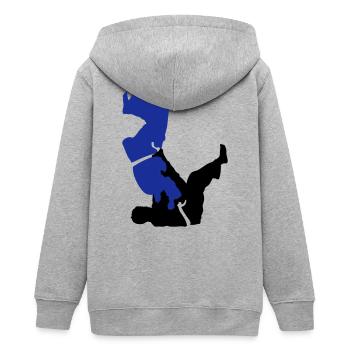 Judo - Teenager Organic Kapuzenjacke Mini Cultivator von Stanley/Stella - Grau meliert - Hinten - AI Model Teenager Male light (155cm)