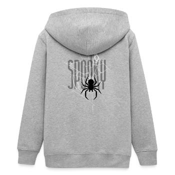 Spooky Halloween Spinnennetz - Teenager Organic Kapuzenjacke Mini Cultivator von Stanley/Stella - Grau meliert - Hinten - AI Model Teenager Male light (155cm)