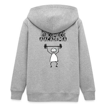 Segunda eu começo a academia - Teens Organic Zip-up Hoodie by Stanley/Stella - heather grey - Back - AI Model Teenager Male light (155cm)