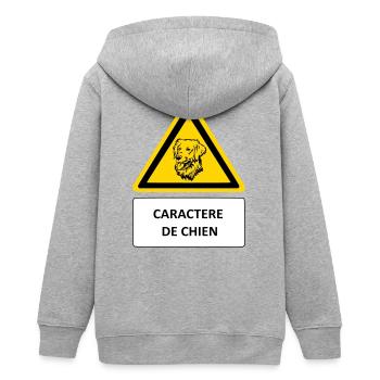 Dog character - Teens Organic Zip-up Hoodie by Stanley/Stella - heather grey - Back - AI Model Teenager Male light (155cm)