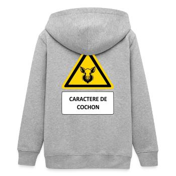 Pig character - Teens Organic Zip-up Hoodie by Stanley/Stella - heather grey - Back - AI Model Teenager Male light (155cm)