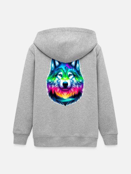Wolf - Teenager Organic Kapuzenjacke Mini Cultivator von Stanley/Stella - Grau meliert