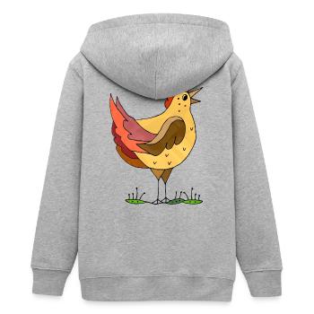 Henne - Teenager Organic Kapuzenjacke Mini Cultivator von Stanley/Stella - Grau meliert - Hinten - AI Model Teenager Male light (155cm)