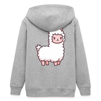Niedlicher Lama-Cartoon - Teenager Organic Kapuzenjacke Mini Cultivator von Stanley/Stella - Grau meliert - Hinten - AI Model Teenager Male light (155cm)