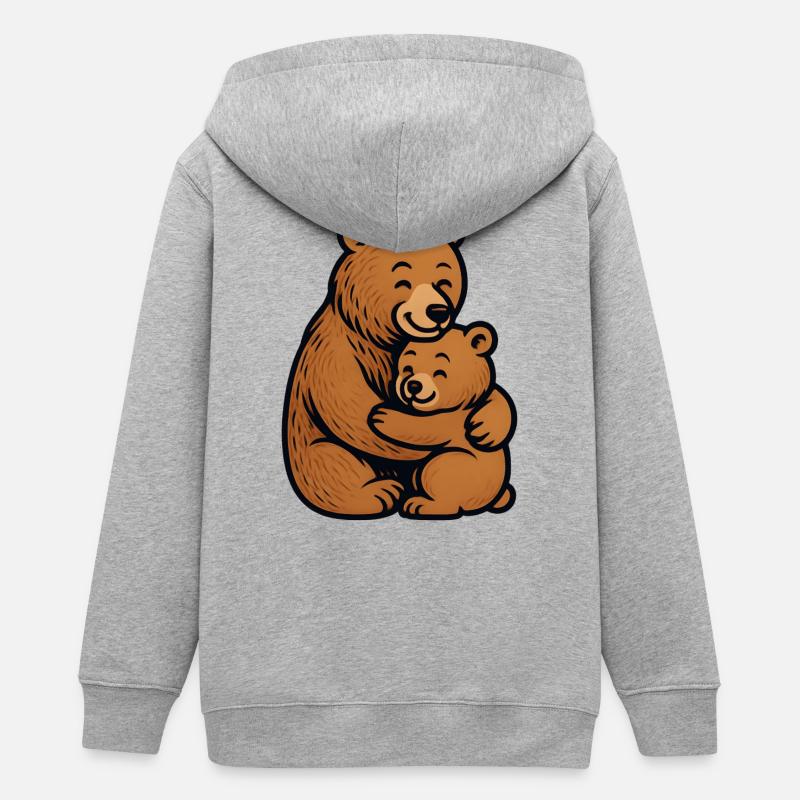 Des ours bruns s’embrassent en dessinant avec câlin - Veste à capuche ado bio Stanley/Stella - gris chiné