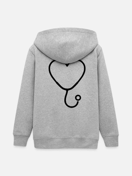 Plan de médecine cardiaque par stéthoscope - Veste à capuche ado bio Stanley/Stella - gris chiné