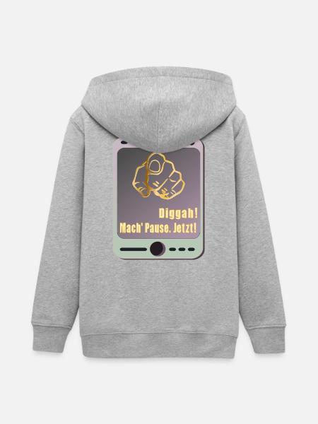 Social Media Pause - Teenager Organic Kapuzenjacke Mini Cultivator von Stanley/Stella - Grau meliert