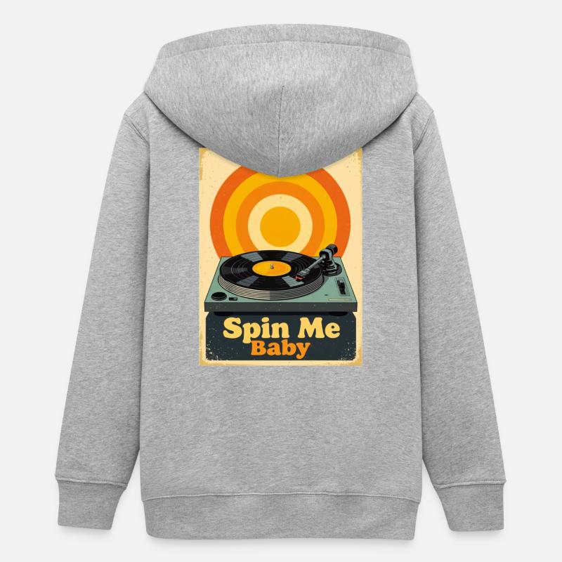 Disque vinyle rétro avec une chaleur vibrante - Veste à capuche ado bio Stanley/Stella - gris chiné